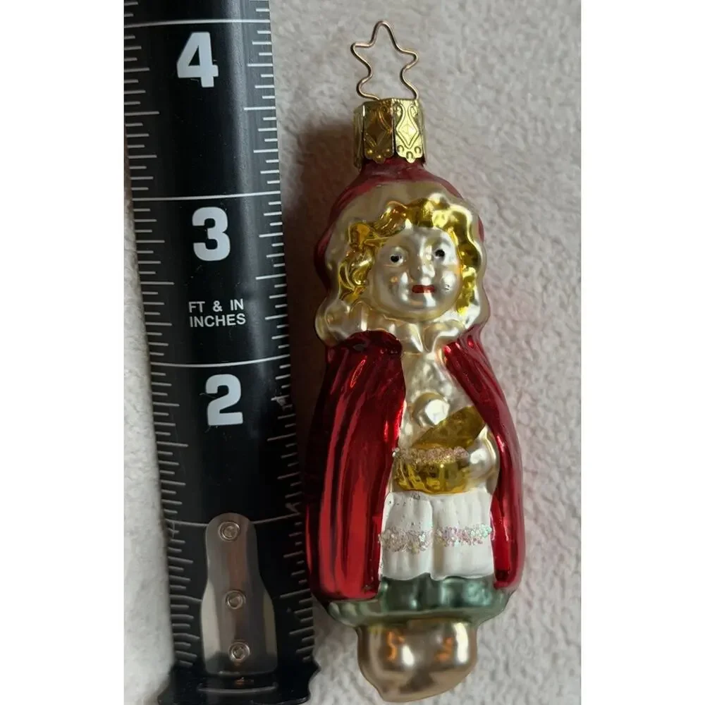 Vintage Little Red Riding Hood GERMANY Inge Blown Glass Christmas Ornament 3697